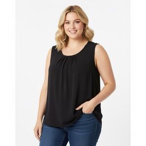 CJ Banks Classic Black Blouse Stretchy Sleeveless